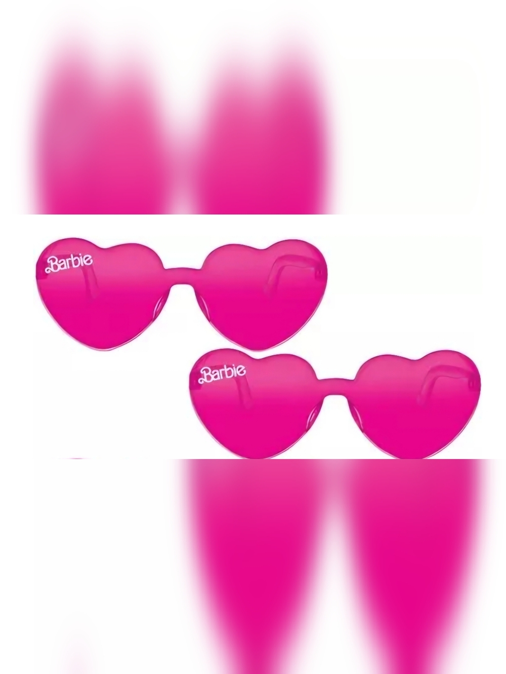 Malibu Barbie Rimless Heart Sunglasses - Hot Pink Plastic